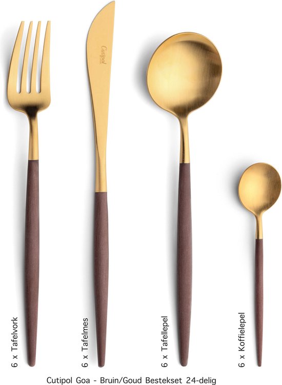 Cutipol Goa bestekset 24-delig bruin/goud