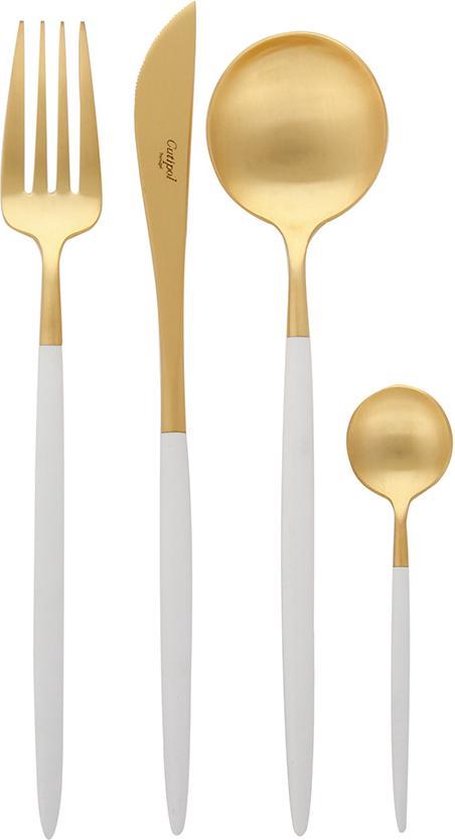 Cutipol Goa bestekset 24-delig mat goud-wit
