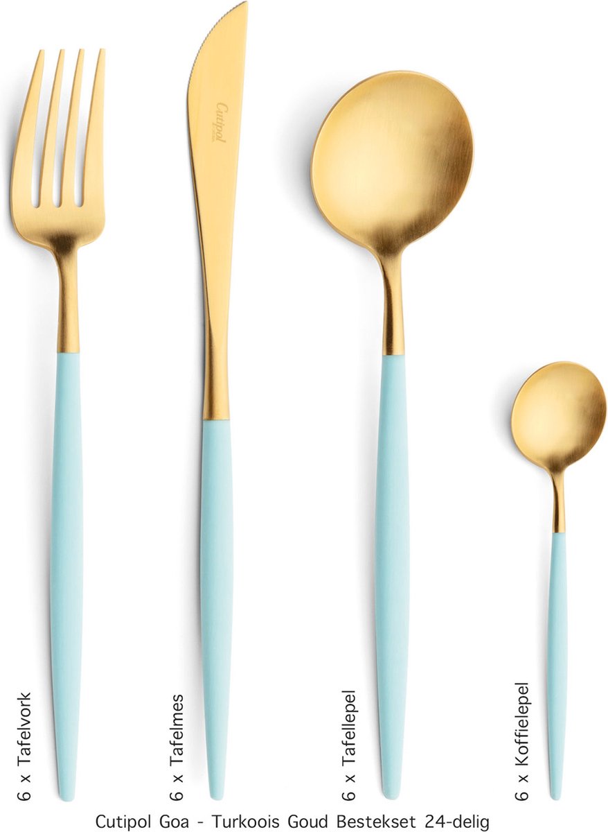 Cutipol Goa bestekset 24-delig Turquoise/Goud