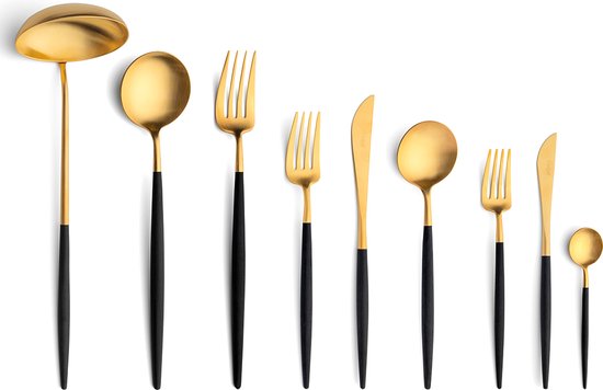 Cutipol Goa bestekset 75-delig zwart/goud