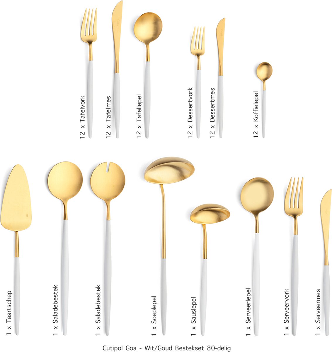 Cutipol Goa Bestekset 80-delig Wit/Goud