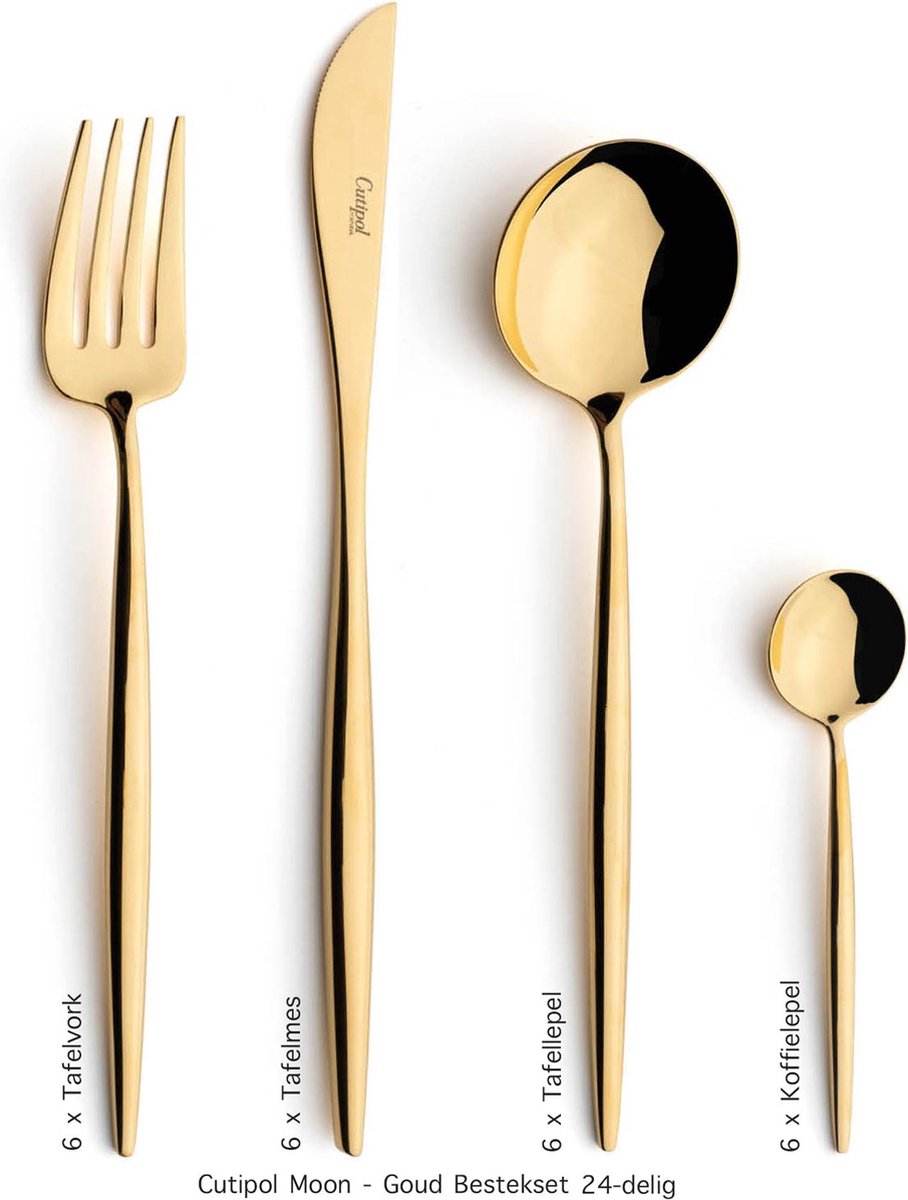 Cutipol Moon bestekset 24-delig goud