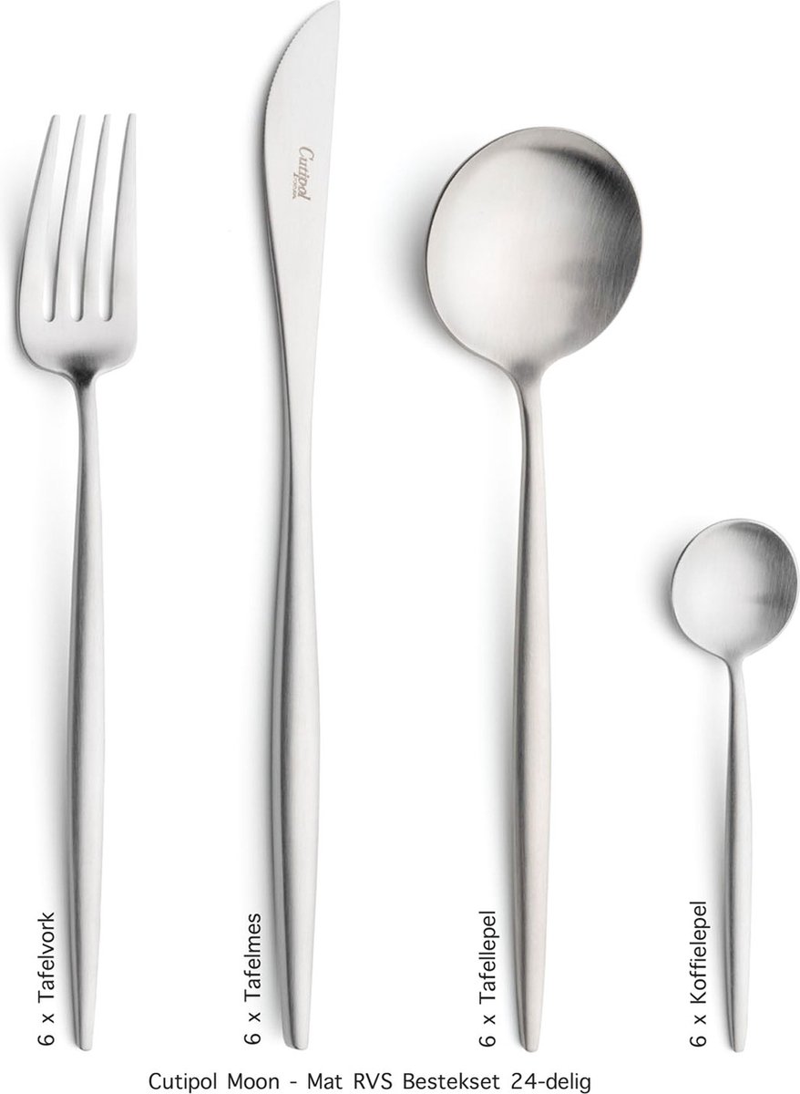 Cutipol Moon Mat RVS Bestekset 24-delig