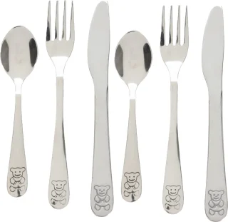 Cutlery for Kids bestekset beer 6-delig RVS zilver