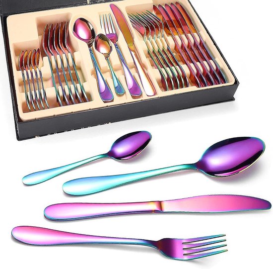 Cutlery Set 24 Pieces Stainless Steel Colorful