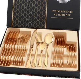Dailygoods 24-delige roestvrijstalen bestekset in goud