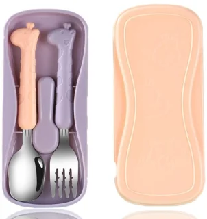 Dailygoods baby bestekset met giraffe handvatten