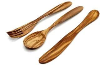 Dailygoods bestekset 3-delig olijfhout