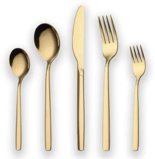 Dailygoods bestekset 30 delig 6 persoons titanium-goud roestvrij staal