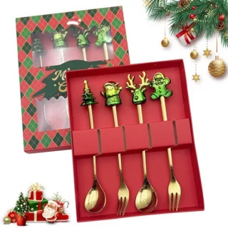 Dailygoods bestekset 4-delig groen fonkelend