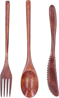 Dailygoods Bestekset Houten Serviesset 3-delig