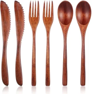 Dailygoods houten bestek set 6 stuks