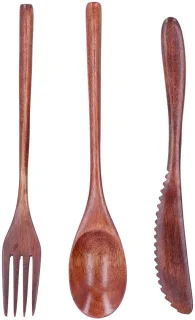 Dailygoods houten bestekset 3-delig teakhout