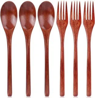 Dailygoods set van 6 houten lepels en vorken