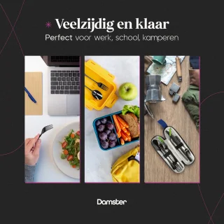 Damster Reisbestekset RVS 8-delig Zwart