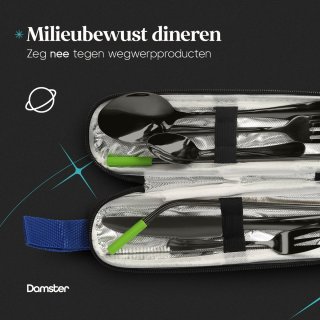 Wat vinden we goed aan de Damster Reisbestekset RVS 8-delig Zwart