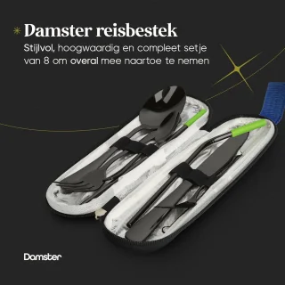 Damster Reisbestekset RVS 8-delig Zwart