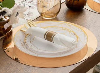 Decorline 40-delig herbruikbaar gouden bestekset met servetten voor 10 personen