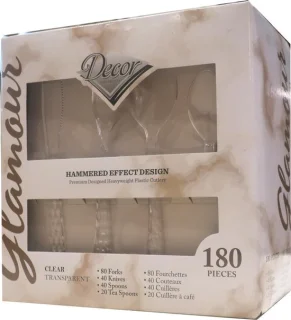 Decorline Herbruikbaar Transparant Kunststof Bestek Set 180 stuks