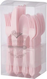 Decorline Herbruikbare Plastic Bestekset Parel Roos 40-delig Baroque Collection