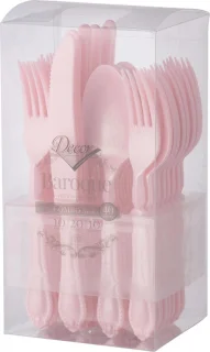 Decorline Herbruikbare Plastic Bestekset Parel Roos 40-delig Baroque Collection