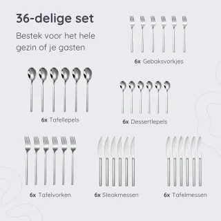 Deleca Amara 24-delig Bestekset 6 Persoons Zilver RVS