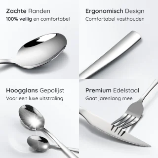 Deleca Bestekset Essential 48-delig 8 Persoons Glanzend Zilver
