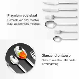 Deleca Elegantia 6-persoons bestekset edelstaal zilver