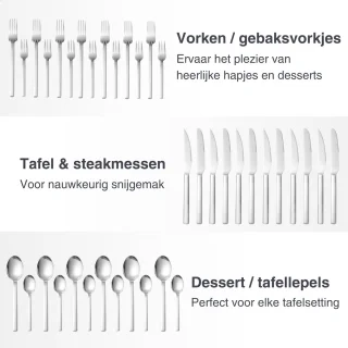 Deleca Elegantia 6-persoons bestekset edelstaal zilver