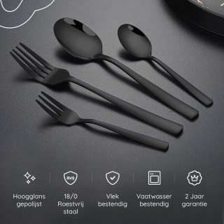 Deleca Essential 36-delig Bestekset 6 Persoons Zwart/Edelstaal
