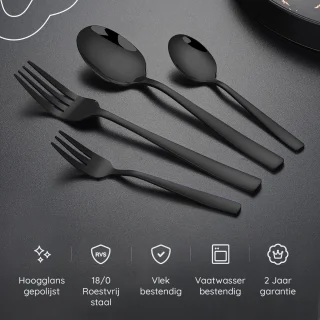 Deleca Essential 36-delig Bestekset 6 Persoons Zwart/Edelstaal