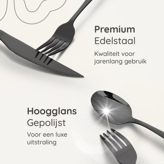 Deleca Essential 36-delig Bestekset 6 Persoons Zwart/Edelstaal