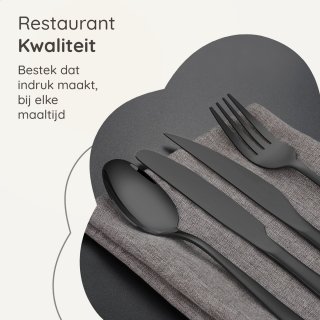Deleca Essential 36-delig Bestekset 6 Persoons Zwart/Edelstaal