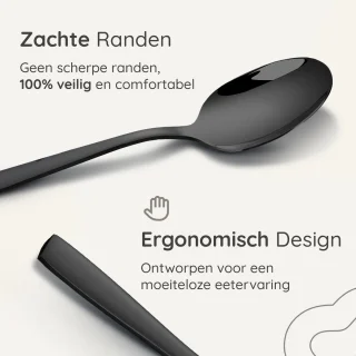 Deleca Essential 72-delig 12-persoons bestekset glanzend zwart edelstaal