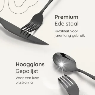 Deleca Essential 72-delig 12-persoons bestekset glanzend zwart edelstaal