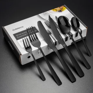 Deleca Essential 72-delig 12-persoons bestekset glanzend zwart edelstaal