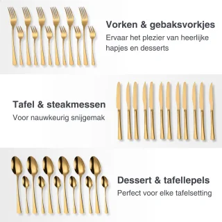 Deleca Harmony 6 Persoons Bestekset Goud Edelstaal