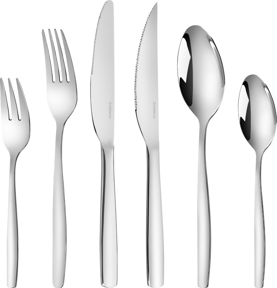 De Deleca Serena 24-Delige Bestekset 6 Persoons Edelstaal Zilver in één oogopslag