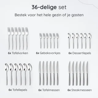 Deleca Serena 24-Delige Bestekset 6 Persoons Edelstaal Zilver