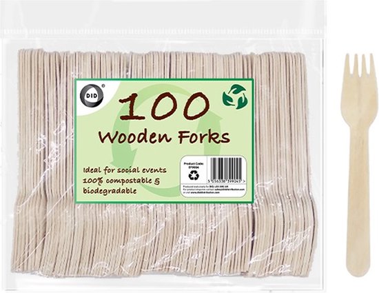 Duurzaam en praktisch: DID houten wegwerpvorken (100 stuks)