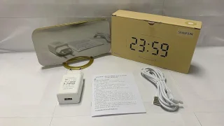 Digitale klok LED spiegel met dubbele USB poorten
