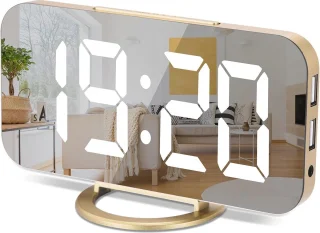Digitale klok LED spiegel met dubbele USB poorten