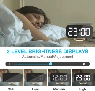 Digitale klok LED spiegel met dubbele USB poorten