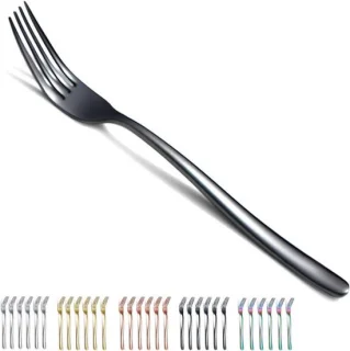Diner vorken set van 6 - zwart titanium RVS tafelvorken