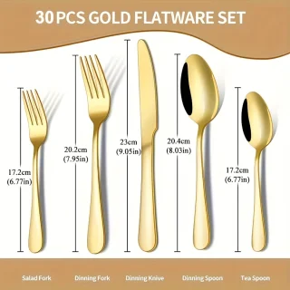 Dinerbestek 30-delig RVS Goud