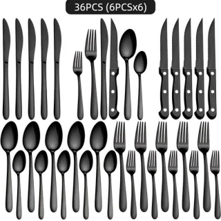 DiningLine Zwart RVS Bestekset 36-delig (6-persoons)