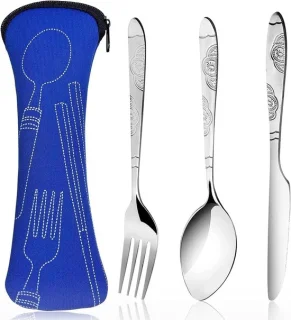 Driedelig bestekset blauw