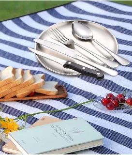 Dubbele 10-delige campingbestekset - Zilver