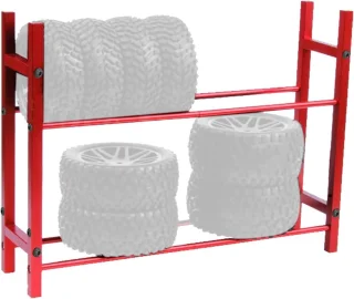 Dubbellaags bandenopslagplank aluminium voor SCX10 90046 D90 rood