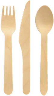 Duni wegwerp bestek set hout 90-delig 16 cm